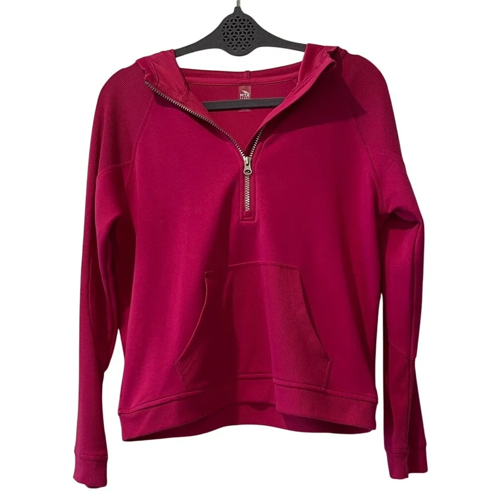 MTA Sport Girls‎ Half-Zip Hooded Pink Pullover XL 14/16